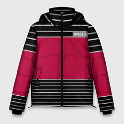 Мужская зимняя куртка Красно-черный полосатый узор с лейблом Спортклуб