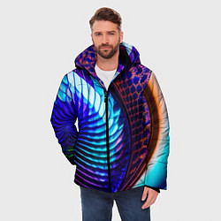 Куртка зимняя мужская Неоновый водоворот, цвет: 3D-черный — фото 2