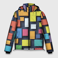 Куртка зимняя мужская Тетрис цветные кубики, цвет: 3D-черный