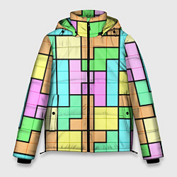Куртка зимняя мужская Светлая стена из блоков Тетриса, цвет: 3D-черный