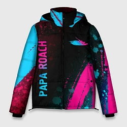 Куртка зимняя мужская Papa Roach - neon gradient: надпись, символ, цвет: 3D-черный