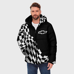Куртка зимняя мужская Chevrolet racing flag, цвет: 3D-черный — фото 2