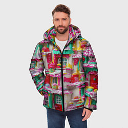 Куртка зимняя мужская Домики из сладостей, цвет: 3D-красный — фото 2