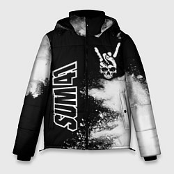 Куртка зимняя мужская Sum41 и рок символ на темном фоне, цвет: 3D-черный