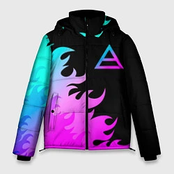 Куртка зимняя мужская Thirty Seconds to Mars неоновый огонь, цвет: 3D-черный