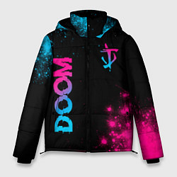 Куртка зимняя мужская Doom - neon gradient: надпись, символ, цвет: 3D-черный