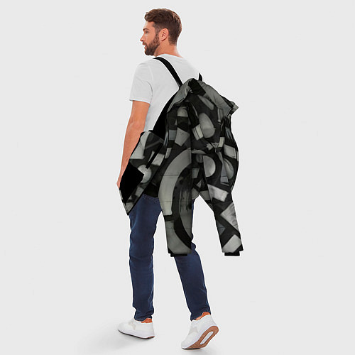 Мужская зимняя куртка Шрифтовые узоры / 3D-Черный – фото 5