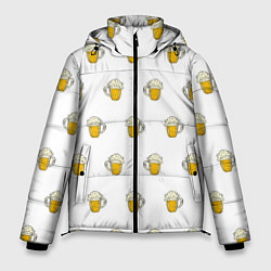 Куртка зимняя мужская Кружки с пивом, цвет: 3D-черный