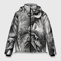 Куртка зимняя мужская Черепа лошадей - эскиз, цвет: 3D-черный