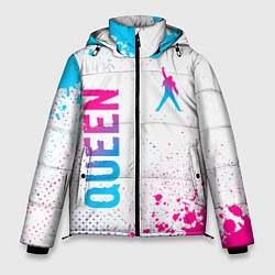 Куртка зимняя мужская Queen neon gradient style: надпись, символ, цвет: 3D-черный