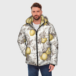 Куртка зимняя мужская Лимоны - винтаж графика: паттерн, цвет: 3D-черный — фото 2