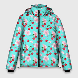 Мужская зимняя куртка Паттерн цветущая вишня