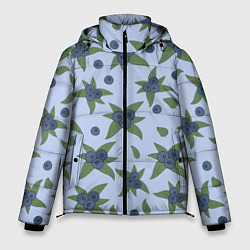 Куртка зимняя мужская Ягода - голубика на листьях, цвет: 3D-светло-серый