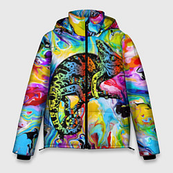 Мужская зимняя куртка Маскировка хамелеона на фоне ярких красок
