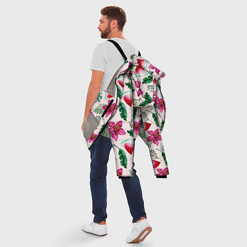 Мужская зимняя куртка Арбузы, цветы и тропические листья / 3D-Светло-серый – фото 5