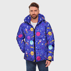 Куртка зимняя мужская Планеты и кометы, цвет: 3D-черный — фото 2