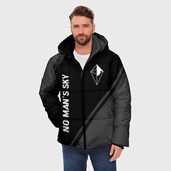 Куртка зимняя мужская No Mans Sky glitch на темном фоне: надпись, символ, цвет: 3D-черный — фото 2