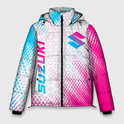 Куртка зимняя мужская Suzuki neon gradient style: надпись, символ, цвет: 3D-черный