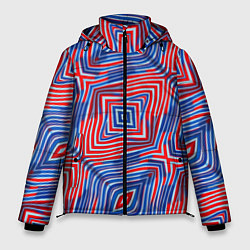 Куртка зимняя мужская Красно-синие абстрактные полосы, цвет: 3D-черный