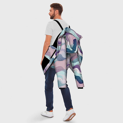 Мужская зимняя куртка Абстрактные волны разноцветные / 3D-Черный – фото 5