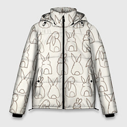 Куртка зимняя мужская Хвостики зайчиков - паттерн на молочном, цвет: 3D-черный