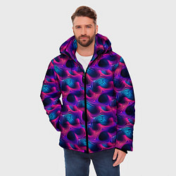 Куртка зимняя мужская Абстракция паттерн фиолетовые цвета, цвет: 3D-светло-серый — фото 2