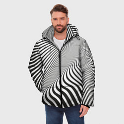 Куртка зимняя мужская Иллюзорные линии, цвет: 3D-красный — фото 2