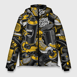 Куртка зимняя мужская Кеды и граффити урбан стайл, цвет: 3D-черный