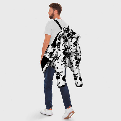 Мужская зимняя куртка Черепа и кости паттерном / 3D-Черный – фото 5