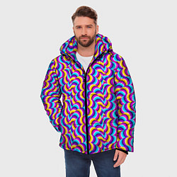 Куртка зимняя мужская Красочный фон с ползучими змеями, цвет: 3D-светло-серый — фото 2
