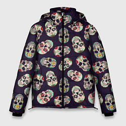 Куртка зимняя мужская Узор с черепами Pattern with skulls, цвет: 3D-светло-серый