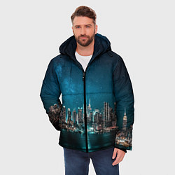Куртка зимняя мужская Большой город в звездах, цвет: 3D-красный — фото 2