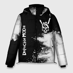 Куртка зимняя мужская Depeche Mode и рок символ на темном фоне, цвет: 3D-черный
