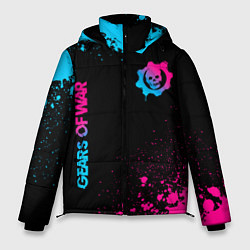 Куртка зимняя мужская Gears of War - neon gradient: надпись, символ, цвет: 3D-черный