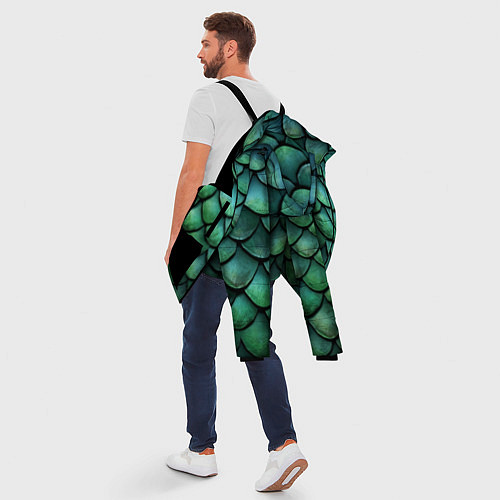 Мужская зимняя куртка Чешуя зелёного дракона / 3D-Черный – фото 5