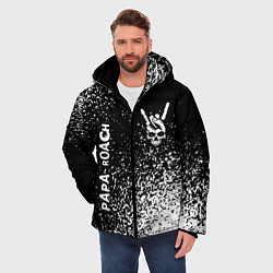 Куртка зимняя мужская Papa Roach и рок символ на темном фоне, цвет: 3D-черный — фото 2