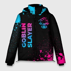 Куртка зимняя мужская Goblin Slayer - neon gradient: надпись, символ, цвет: 3D-черный