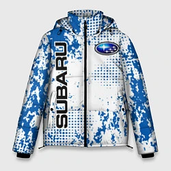 Куртка зимняя мужская Subaru blue logo, цвет: 3D-красный