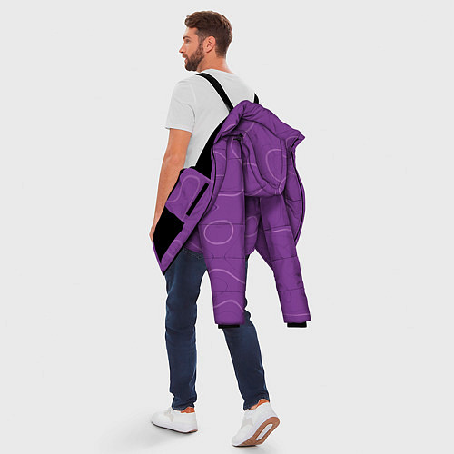 Мужская зимняя куртка Объемные разводы - яркий фиолетовый - узор Хуф и С / 3D-Черный – фото 5