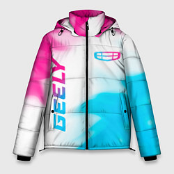 Куртка зимняя мужская Geely neon gradient style: надпись, символ, цвет: 3D-черный