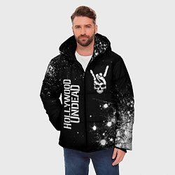 Куртка зимняя мужская Hollywood Undead и рок символ на темном фоне, цвет: 3D-черный — фото 2
