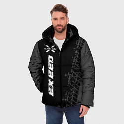 Куртка зимняя мужская Exeed speed на темном фоне со следами шин: по-верт, цвет: 3D-черный — фото 2