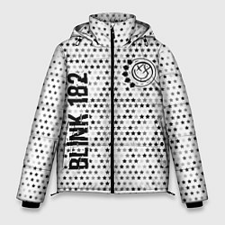 Куртка зимняя мужская Blink 182 glitch на светлом фоне: надпись, символ, цвет: 3D-черный