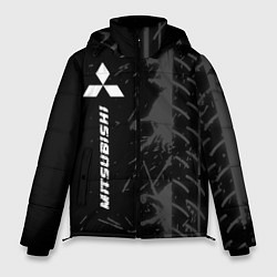 Куртка зимняя мужская Mitsubishi speed на темном фоне со следами шин: по, цвет: 3D-черный