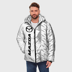 Куртка зимняя мужская Mazda speed на светлом фоне со следами шин: по-вер, цвет: 3D-черный — фото 2