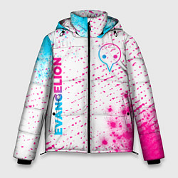 Куртка зимняя мужская Evangelion neon gradient style: надпись, символ, цвет: 3D-черный