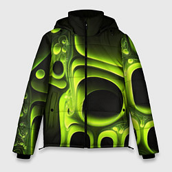 Куртка зимняя мужская Зеленая кислотная абстракция, цвет: 3D-красный