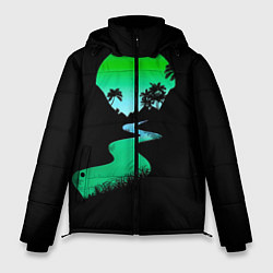 Куртка зимняя мужская Неоновая речка, цвет: 3D-черный