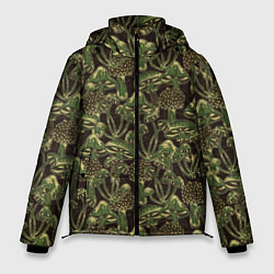Куртка зимняя мужская Магические грибы - камуфляж, цвет: 3D-черный