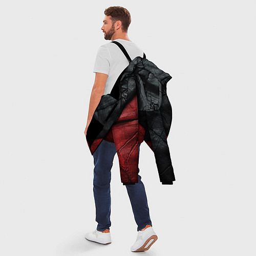 Мужская зимняя куртка Черно - красная кожа / 3D-Черный – фото 5